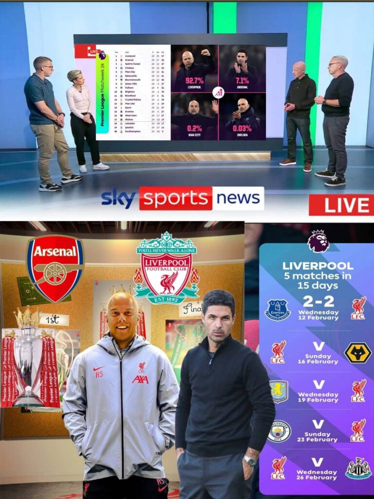 Liverpool’s upcoming five Premier League matches, in comparison to Arsenal, following the Everton draw